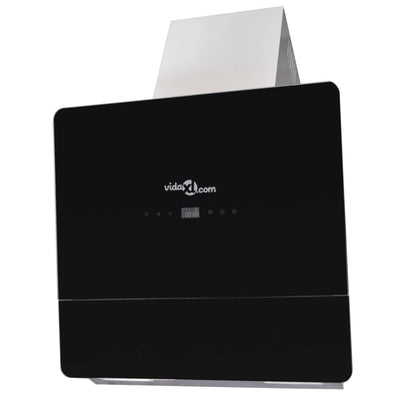vidaXL Black Tempered Glass Range Hood with Display 600 mm
