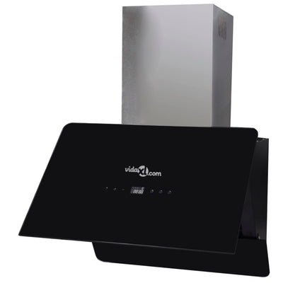 vidaXL Black Tempered Glass Range Hood with Display 600 mm