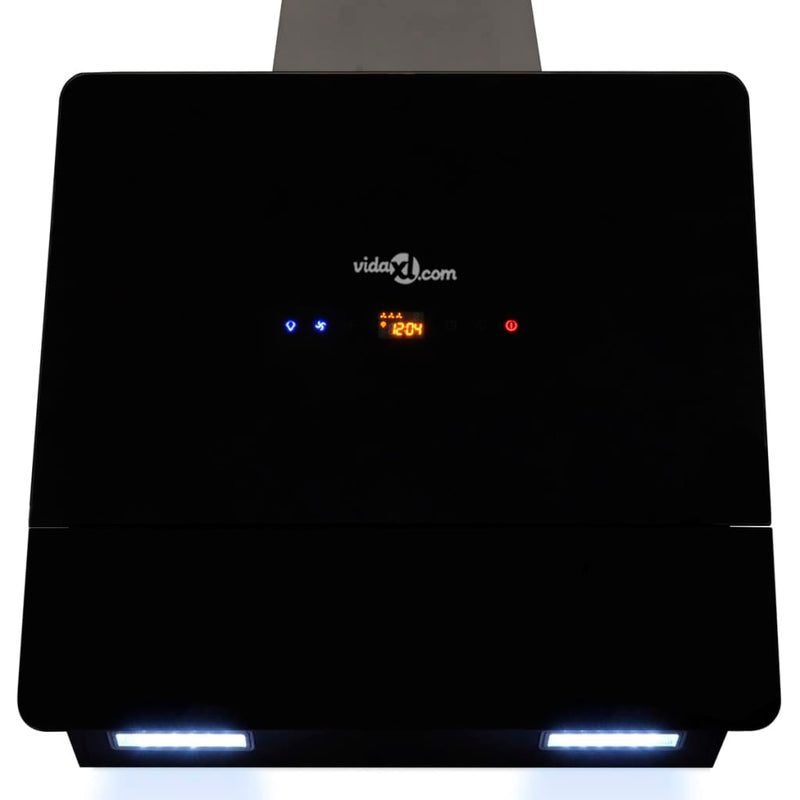 vidaXL Black Tempered Glass Range Hood with Display 600 mm