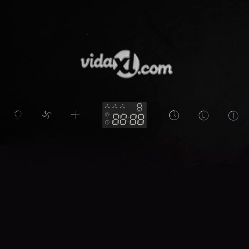 vidaXL Black Tempered Glass Range Hood with Display 600 mm