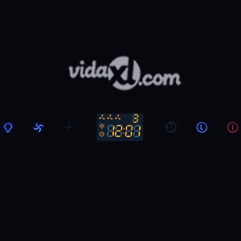 vidaXL Black Tempered Glass Range Hood with Display 600 mm