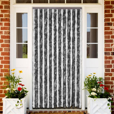 vidaXL Insect Curtain Grey and White 100x220 cm Chenille