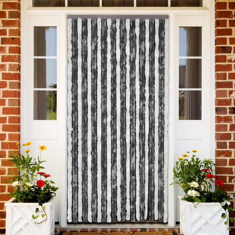 vidaXL Insect Curtain Grey and White 100x220 cm Chenille