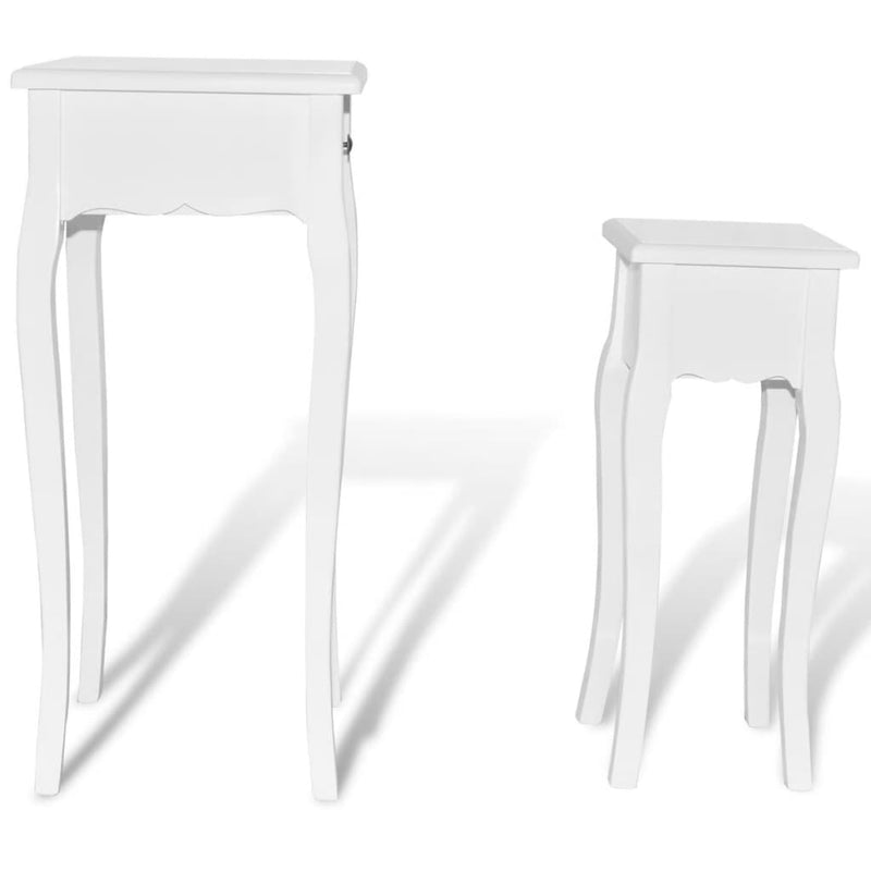 vidaXL Nesting Side Table Set 2 Pieces with Drawer White