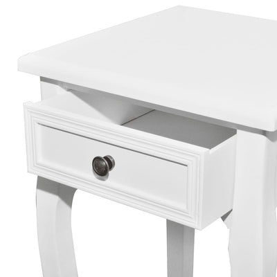 vidaXL Nesting Side Table Set 2 Pieces with Drawer White