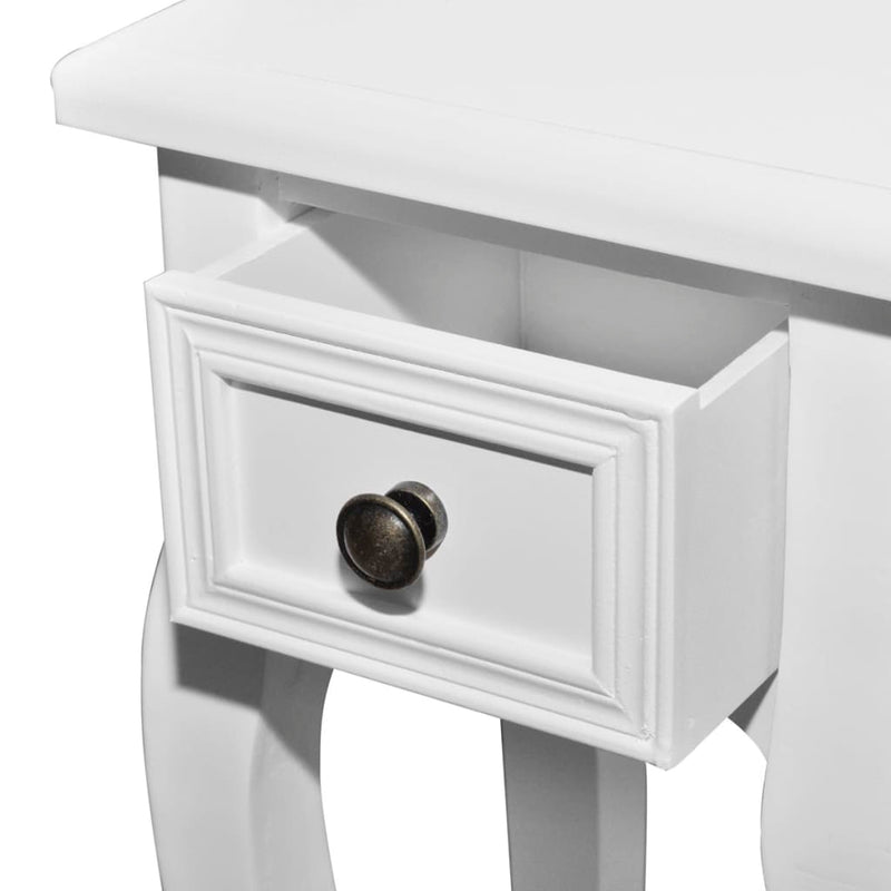 vidaXL Nesting Side Table Set 2 Pieces with Drawer White