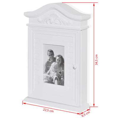 vidaXL Key Cabinet with Photo Frame White