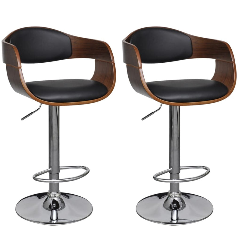 vidaXL Bar Stools 2 pcs Bent Wood and Faux Leather