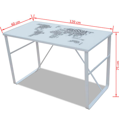 vidaXL Rectangular Desk with Map Pattern