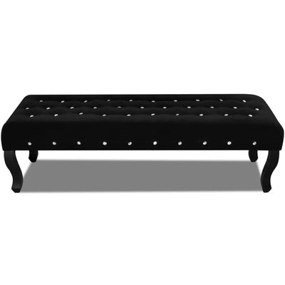 vidaXL Black Bench Velvet Fabric with Crystal Buttons