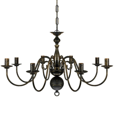 vidaXL Antique Black Metal Chandelier 8 x E14 Bulbs