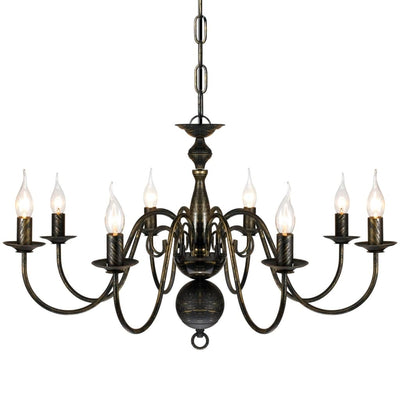 vidaXL Antique Black Metal Chandelier 8 x E14 Bulbs