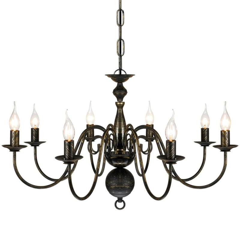 vidaXL Antique Black Metal Chandelier 8 x E14 Bulbs