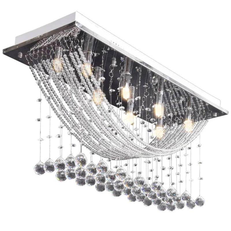 vidaXL Ceiling Lamp with Glittering Glass Crystal Beads 8 x G9 29 cm