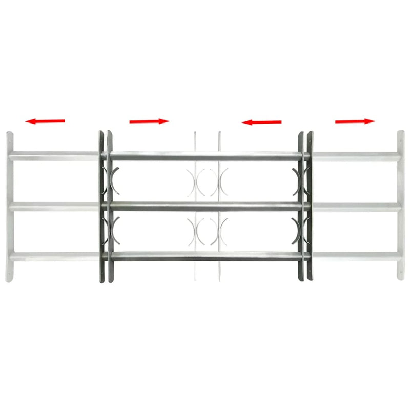vidaXL Adjustable Security Grille for Windows with 3 Crossbars 700-1050 mm