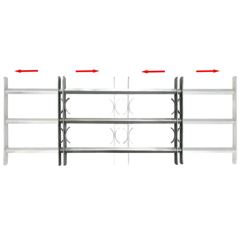 vidaXL Adjustable Security Grille for Windows with 3 Crossbars 1000-1500 mm