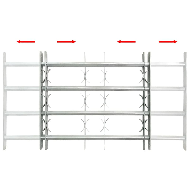 vidaXL Adjustable Security Grille for Windows with 4 Crossbars 1000-1500 mm