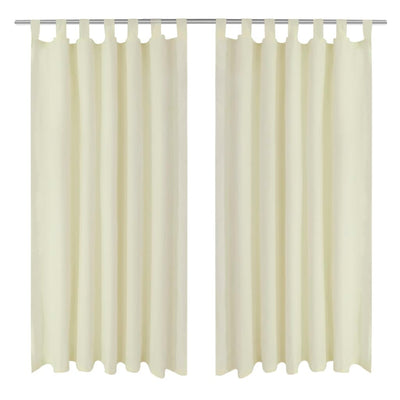 2 pcs Black Micro-Satin Curtains with Loops 140 x 225 cm