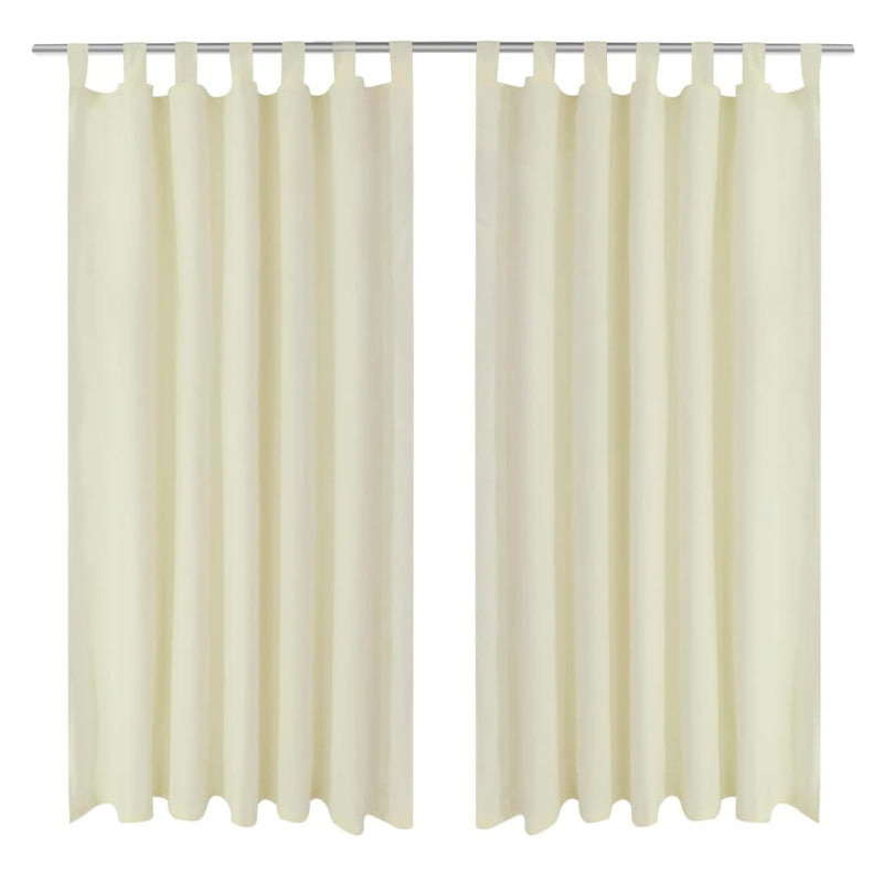 2 pcs Black Micro-Satin Curtains with Loops 140 x 225 cm