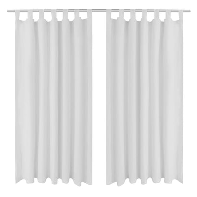 2 pcs Black Micro-Satin Curtains with Loops 140 x 225 cm