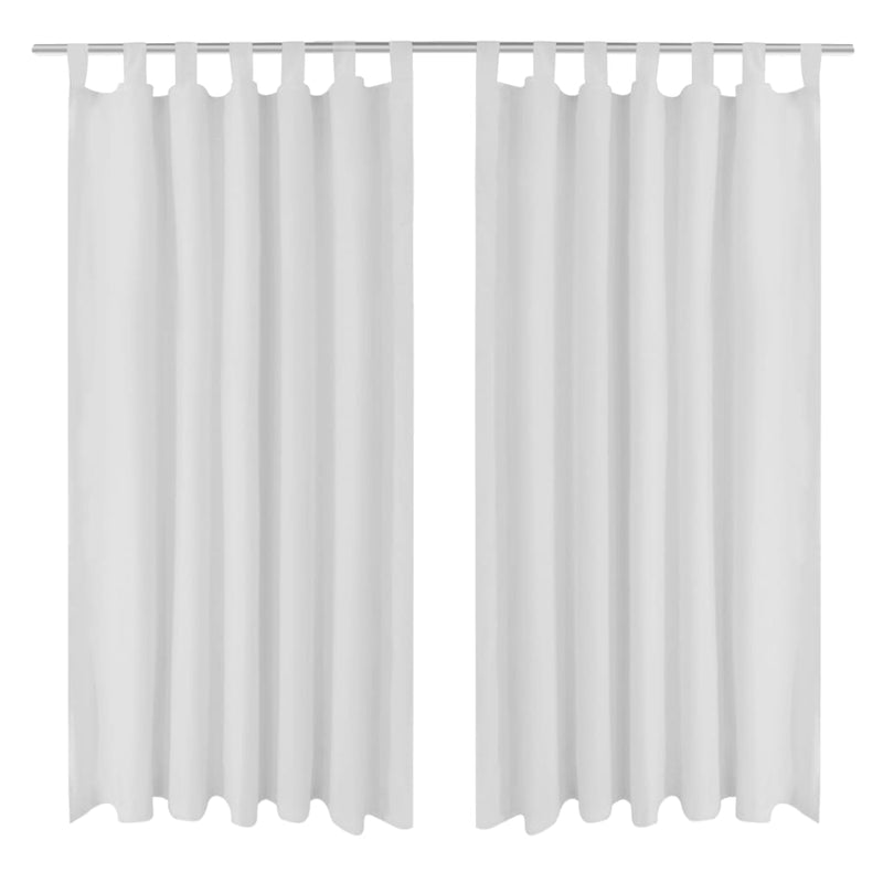 2 pcs Black Micro-Satin Curtains with Loops 140 x 225 cm