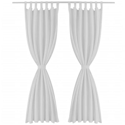 2 pcs Black Micro-Satin Curtains with Loops 140 x 225 cm