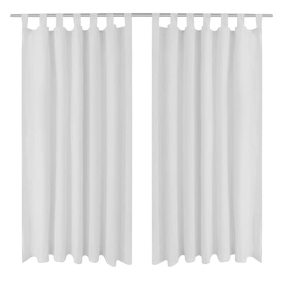 2 pcs Black Micro-Satin Curtains with Loops 140 x 225 cm