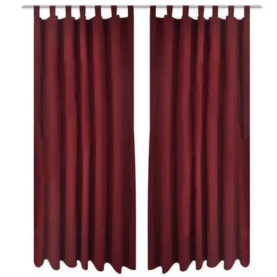 2 pcs Black Micro-Satin Curtains with Loops 140 x 225 cm