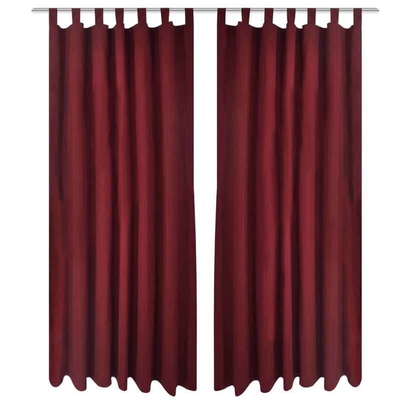 2 pcs Black Micro-Satin Curtains with Loops 140 x 225 cm