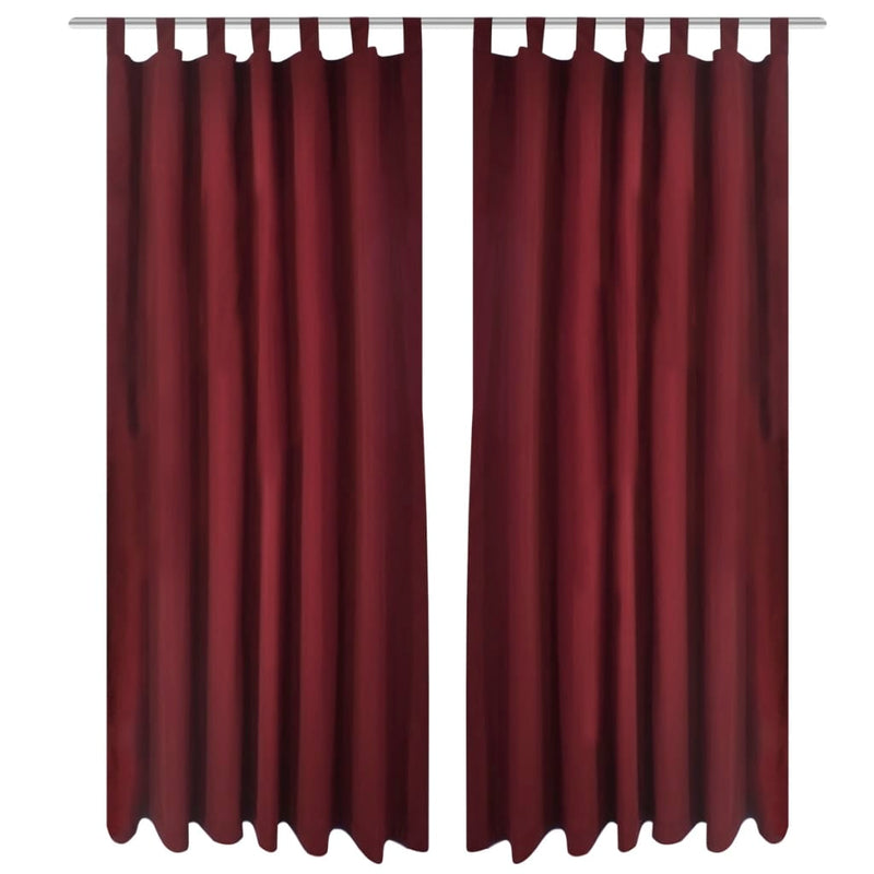 2 pcs Black Micro-Satin Curtains with Loops 140 x 225 cm