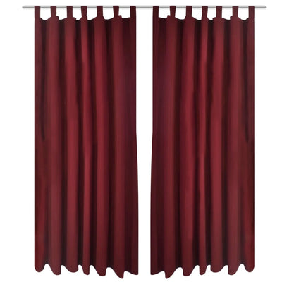 2 pcs Black Micro-Satin Curtains with Loops 140 x 225 cm