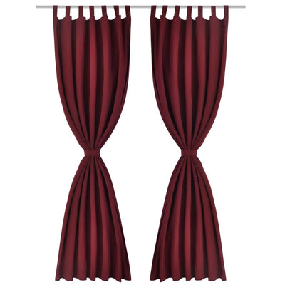 2 pcs Black Micro-Satin Curtains with Loops 140 x 225 cm