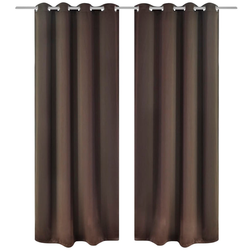 2 pcs Black Blackout Curtains with Metal Rings 135 x 245 cm