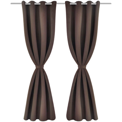 2 pcs Black Blackout Curtains with Metal Rings 135 x 245 cm