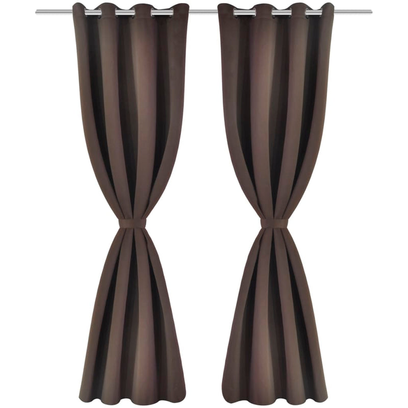 2 pcs Black Blackout Curtains with Metal Rings 135 x 245 cm