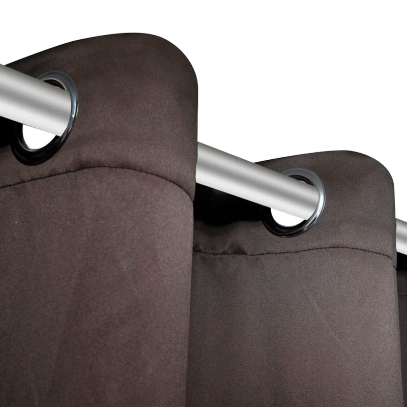 2 pcs Black Blackout Curtains with Metal Rings 135 x 245 cm