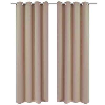 2 pcs Black Blackout Curtains with Metal Rings 135 x 245 cm