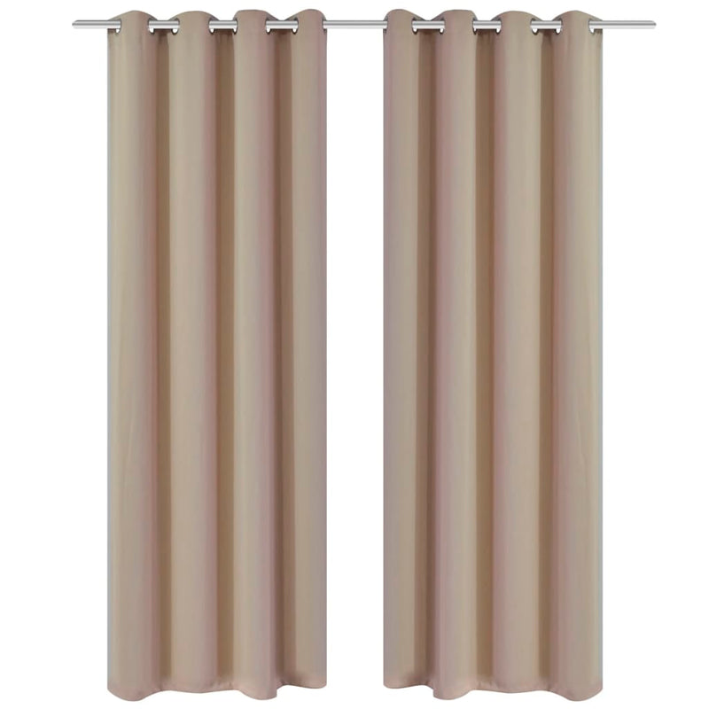 2 pcs Black Blackout Curtains with Metal Rings 135 x 245 cm