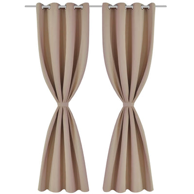 2 pcs Black Blackout Curtains with Metal Rings 135 x 245 cm