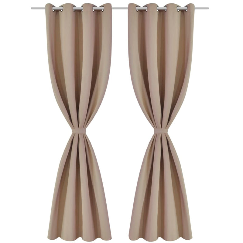 2 pcs Black Blackout Curtains with Metal Rings 135 x 245 cm