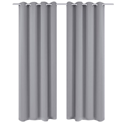2 pcs Black Blackout Curtains with Metal Rings 135 x 245 cm
