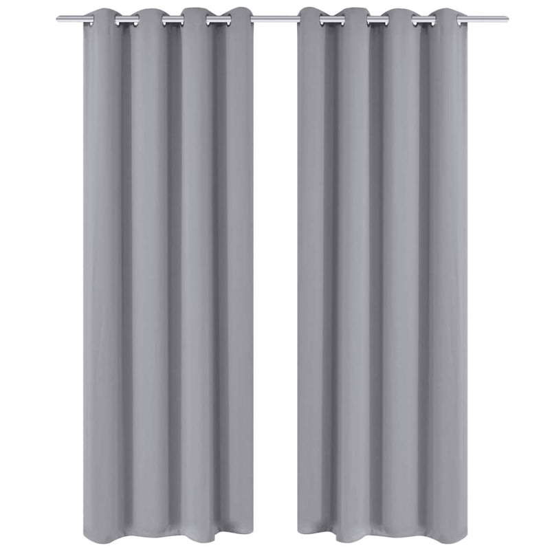2 pcs Black Blackout Curtains with Metal Rings 135 x 245 cm