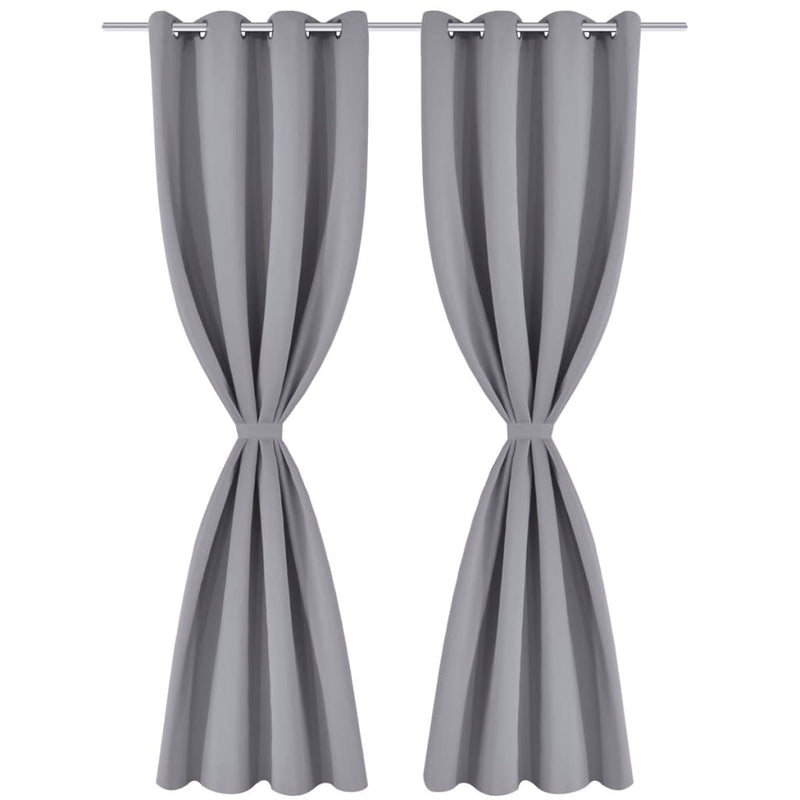 2 pcs Black Blackout Curtains with Metal Rings 135 x 245 cm
