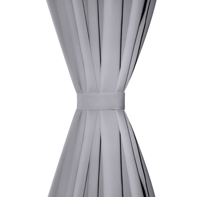 2 pcs Black Blackout Curtains with Metal Rings 135 x 245 cm