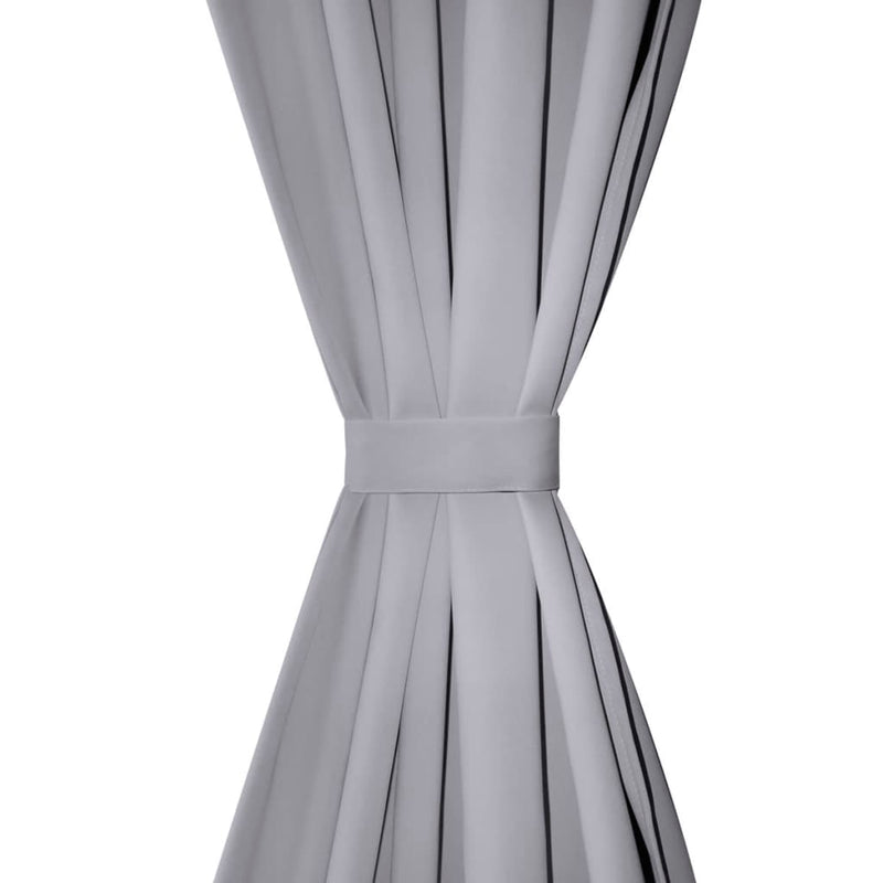2 pcs Black Blackout Curtains with Metal Rings 135 x 245 cm