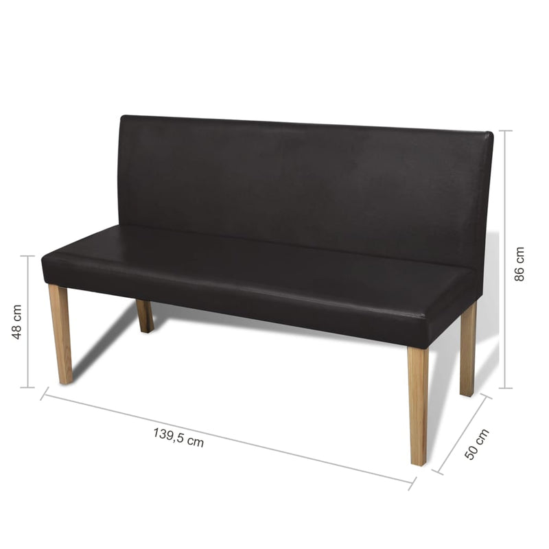 vidaXL Bench 139.5 cm Dark Brown Faux Leather