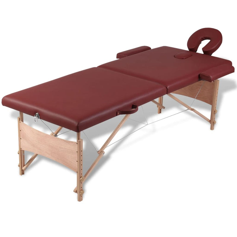 vidaXL Black Foldable Massage Table 2 Zones with Wooden Frame