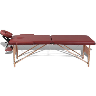 vidaXL Black Foldable Massage Table 2 Zones with Wooden Frame