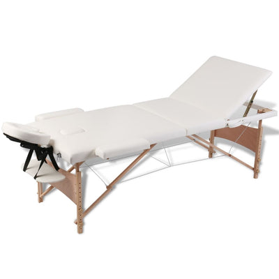 vidaXL Black Foldable Massage Table 3 Zones with Wooden Frame