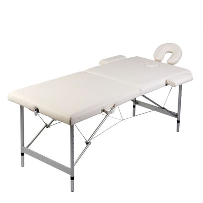 vidaXL Black Foldable Massage Table 2 Zones with Aluminium Frame